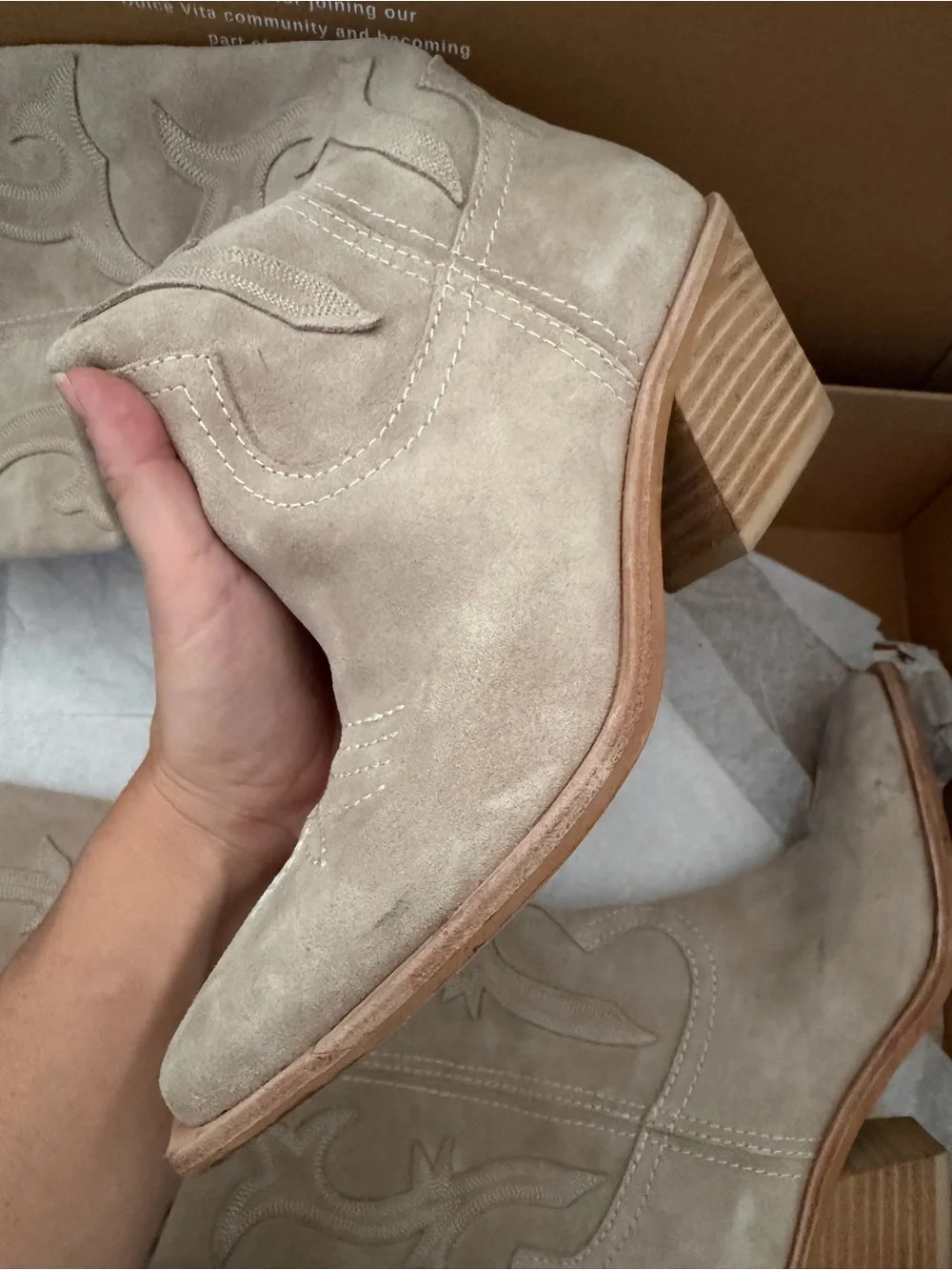 Dolce Vita Beige Suede Western Knee-High Boots